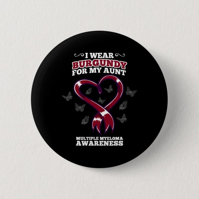 Macaron Rond 5 Cm I Wear Burgundy Aunt Multiple Myeloma Aware Bl (Devant)
