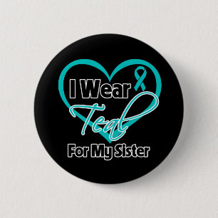 Macaron Rond 5 Cm I Wear Teal Heart Ribbon For My Sister