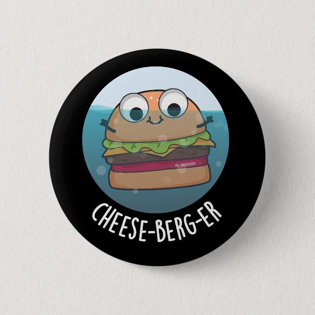 Macaron Rond 5 Cm Ice-berg-er Funny Cheeseburger Pun Dark BG (Devant)