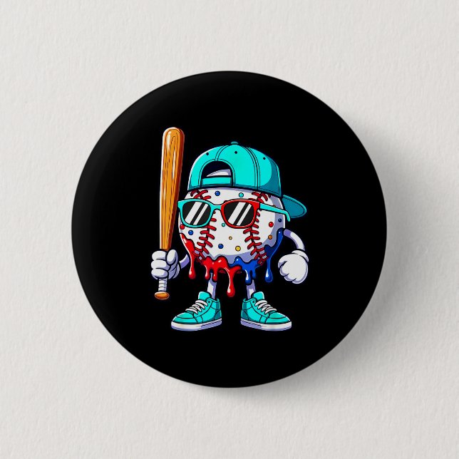 Macaron Rond 5 Cm Ice Cream Drip Baseball Sts Baseball Lifestyle Boy (Devant)