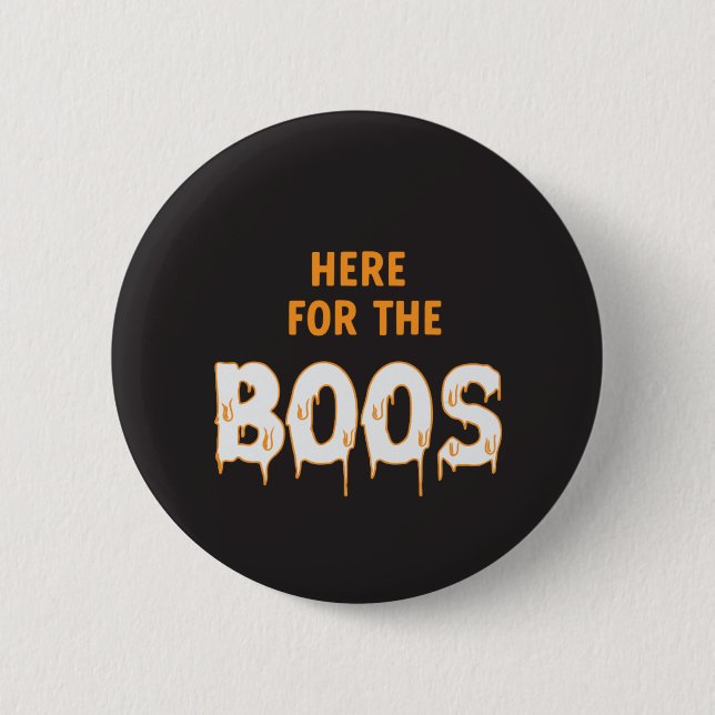 Macaron Rond 5 Cm Ici pour Boos Funny Halloween Noir (Devant)