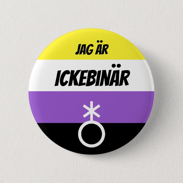Macaron Rond 5 Cm Ickebinär symbole knapp (Devant)