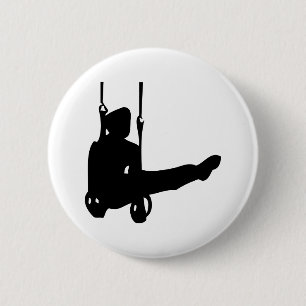 Macaron Rond 5 Cm icône de la gymnaste noire