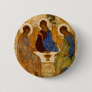Macaron Rond 5 Cm Icône de la Sainte Trinité cadeau catholique byzan