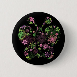 Macaron Rond 5 Cm ICÔNE de papillon de fleur