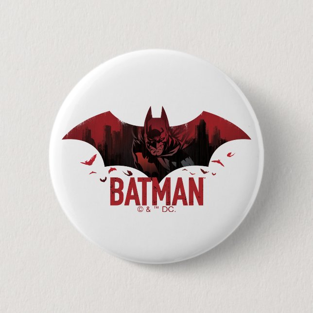 Macaron Rond 5 Cm Icône gotham de Batman Crimson (Devant)