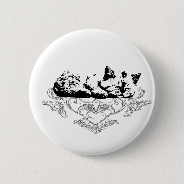 Macaron Rond 5 Cm icône inhabituelle avec un chat (Devant)