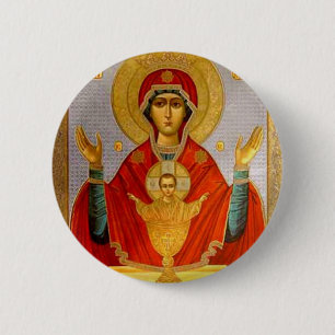 Macaron Rond 5 Cm icône religieuse Mary sainte et enfant