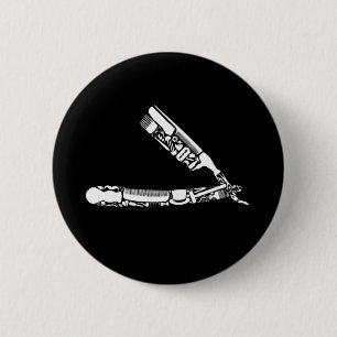 Macaron Rond 5 Cm icônes de rasoir de coiffeur