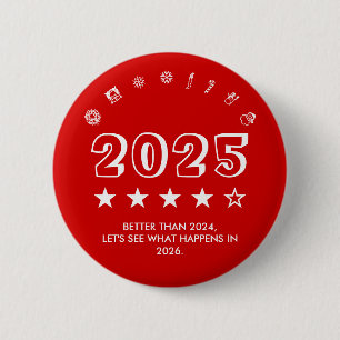 Macaron Rond 5 Cm Icônes de tendance de typographie de Noël drôle de