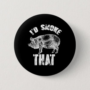Macaron Rond 5 Cm Id Fumer ça - Funny Bbq Pig