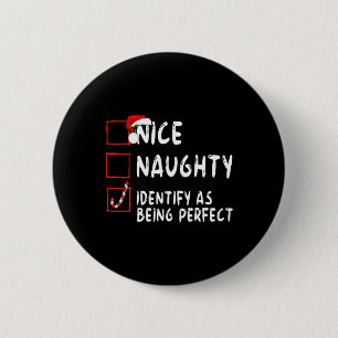 Macaron Rond 5 Cm Identifier Comme Parfait Drôle Naughty Nice Liste 