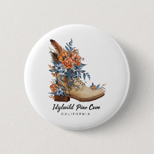 Macaron Rond 5 Cm Idyllwild Pine Cove Randonnée Extérieur Souvenir