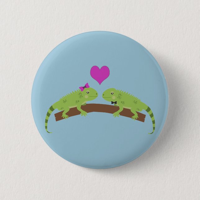 Macaron Rond 5 Cm Iguana Love (Devant)