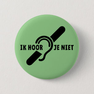 Macaron Rond 5 Cm Ik ben doof. Doven, slechthorend. Lip lezen Ronde 