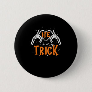 Macaron Rond 5 Cm Il Est Mon Coeur Trick Skeleton Couple Main Happy 