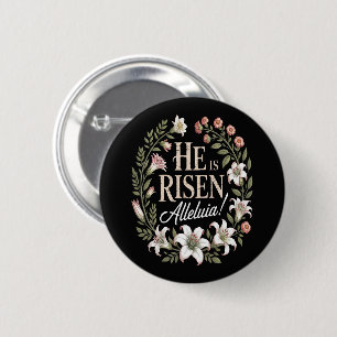 Macaron Rond 5 Cm Il Est Ressuscité Alleluia Floral Pâques Chrétien
