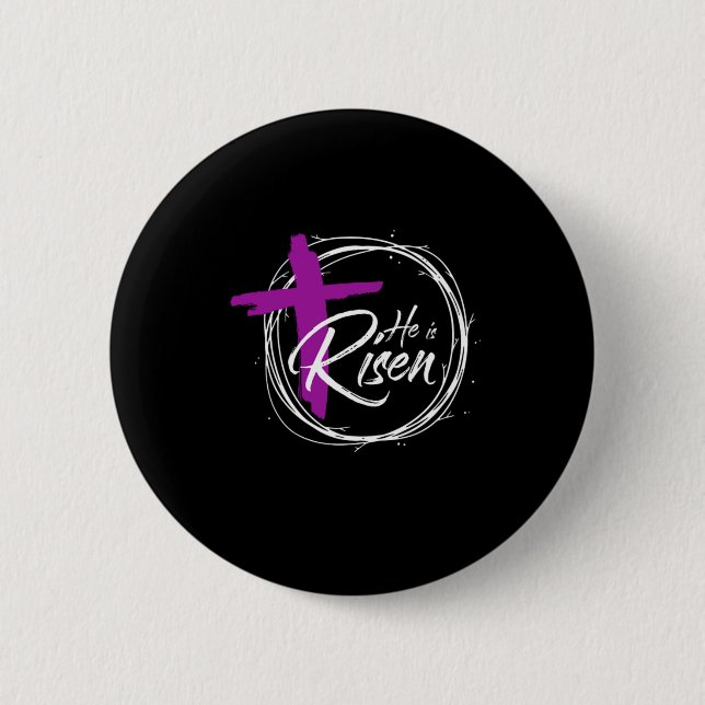 Macaron Rond 5 Cm Il Est Ressuscité Nativité Jésus Christus Cross Fa (Devant)