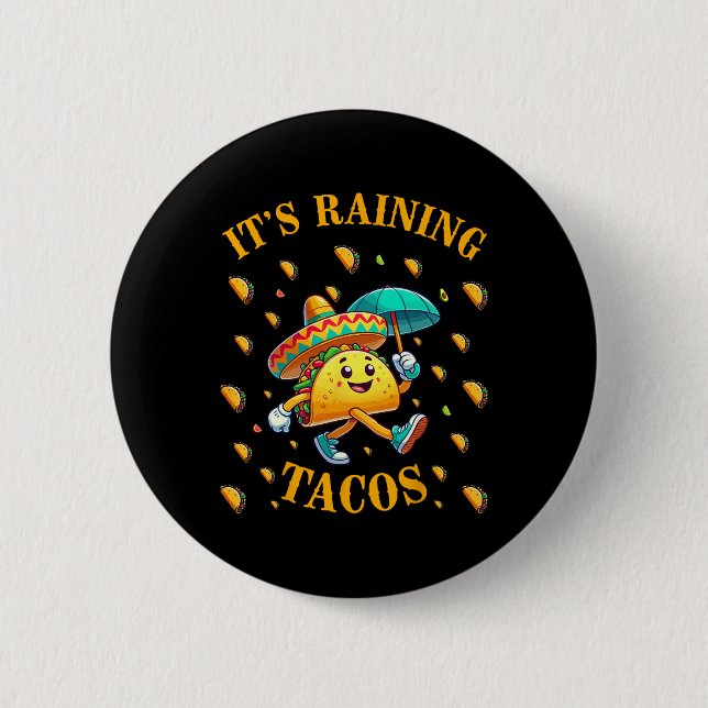 Macaron Rond 5 Cm Il pleut Tacos Amoureux Taco Amoureux Enfants Fill (Devant)