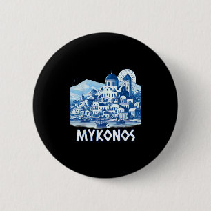 Macaron Rond 5 Cm Île de Mykonos Grèce Souvenir Grec Été Vacances
