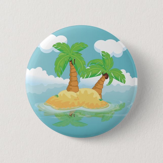 Macaron Rond 5 Cm Île déserte (Devant)