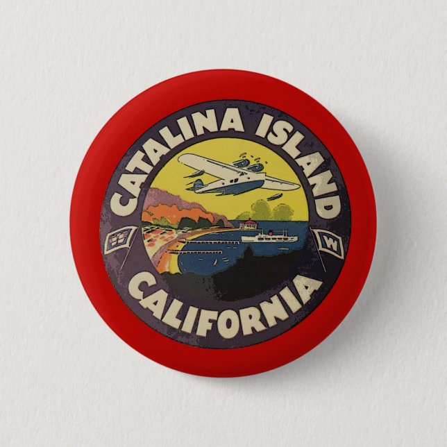 Macaron Rond 5 Cm Île la Californie de Catalina (Devant)