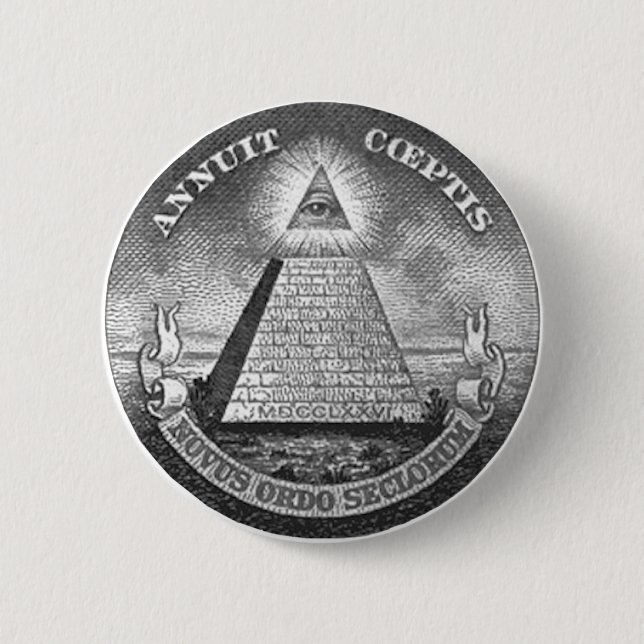 Macaron Rond 5 Cm Illuminati tout l'oeil voyant (Devant)