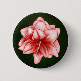 Macaron Rond 5 Cm Illustration Amaryllis rose et blanc