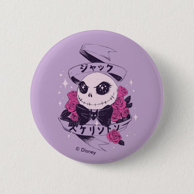Macaron Rond 5 Cm Illustration Anime Jack Skellington & Rose (Devant)