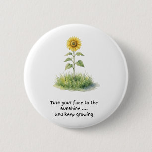 Macaron Rond 5 Cm Illustration aquarelle de tournesol