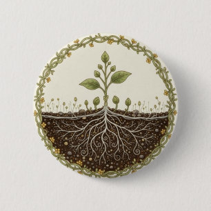 Macaron Rond 5 Cm Illustration artistique de plante botanique avec r
