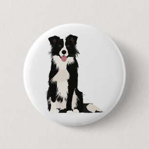 Macaron Rond 5 Cm Illustration Collie Bordure !