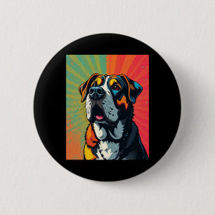 Macaron Rond 5 Cm Illustration colorée de chien d'art pop � gras et