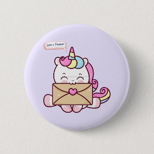 Macaron Rond 5 Cm Illustration d'amour de licorne kawaii mignonne