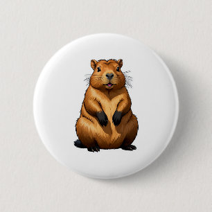 Macaron Rond 5 Cm Illustration d'animal de rongeur de Capybara migno