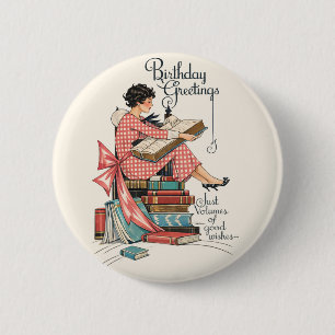 Macaron Rond 5 Cm Illustration d'anniversaire pour amateur de livres