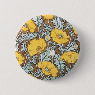 Macaron Rond 5 Cm Illustration d'art de pavot motif floral