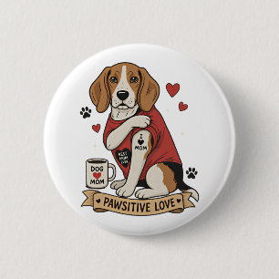 Macaron Rond 5 Cm Illustration de Beagle tatoué I Heart Mom