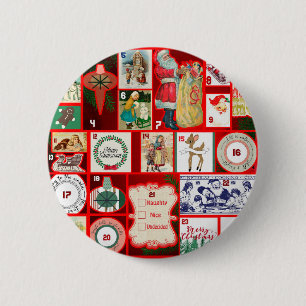 Macaron Rond 5 Cm Illustration de bloc de l'Avent de Noël en carré