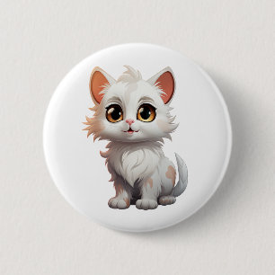 Macaron Rond 5 Cm Illustration de chat de dessin animé