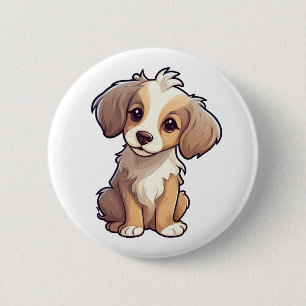 Macaron Rond 5 Cm Illustration de chien de dessin animé