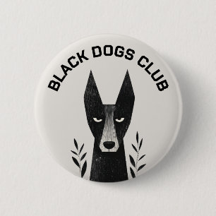 Macaron Rond 5 Cm Illustration de chien noir