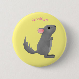 Macaron Rond 5 Cm Illustration de chinchilla gris mignon