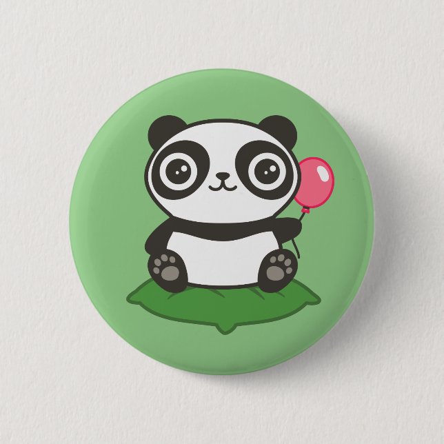 Macaron Rond 5 Cm Illustration de Cute Panda (Devant)