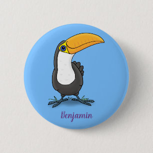 Macaron Rond 5 Cm Illustration de dessin humoristique du toucan joye