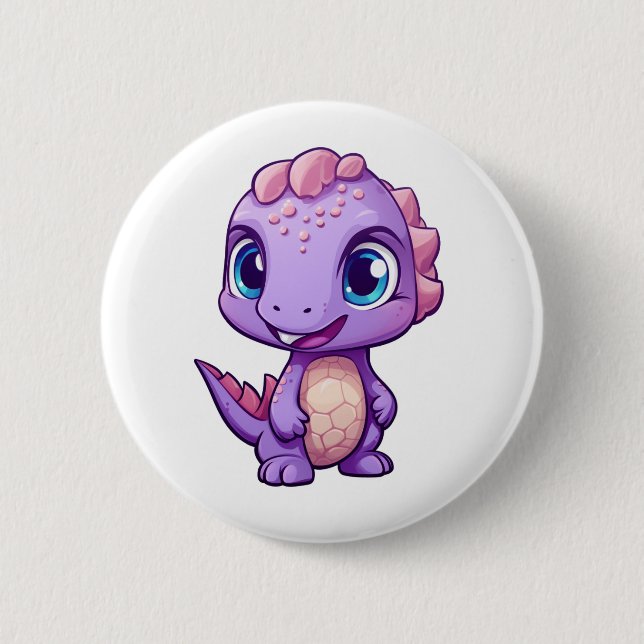 Macaron Rond 5 Cm Illustration de dinosaure de dessin (Devant)