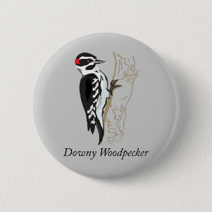 Macaron Rond 5 Cm Illustration de Downy Woodpecker