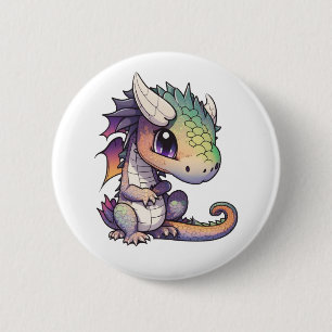 Macaron Rond 5 Cm Illustration de dragon de dessin animé