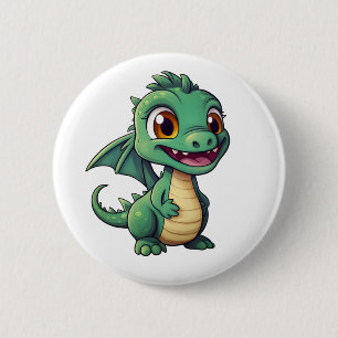 Macaron Rond 5 Cm Illustration de dragon de dessin animé
