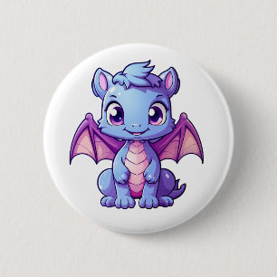 Macaron Rond 5 Cm Illustration de dragon de dessin animé